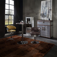 Brancaster - Adjustable Stool With Swivel - Turmeric Top Grain Leather & Chrome