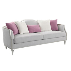 Kasa - Sofa With 5 Pillows - Beige Linen & Champagne