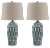 Hadbury - Ceramic Table Lamp (Set of 2) - Pale Blue / Teal