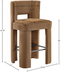 Zuno - Velvet Performance Fabric Upholstered Bar Stool (Set of 2) - Saddle
