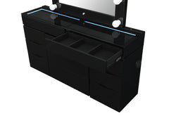 Ella - Vanity Set With Storage Stool - Black