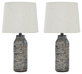 Mahima - Paper Table Lamp (Set of 2) - Black / White