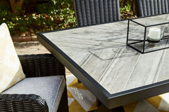 Beachcroft - Rectangular Dining Table With Umbrella Option - Black / Light Gray