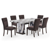 D8212 - 7 Piece Dining Room Set (Dining Table With 6 Dining Chairs) - Dark Brown