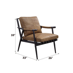 Anzan - Accent Chair - Berham Chestnut Top Grain Leather & Matt Iron