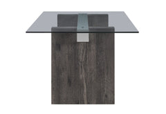D4238 - 9 Piece Dining Room Set (Dining Table And 8 Dining Chairs) - Clear / Dark Brown / Light Gray