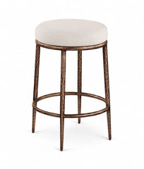Ferro - Upholstered Backless Counter Stool With Brushed Bronze Base