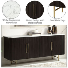 Clayten - Server - White Natural Marble Top & Espresso