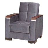 Ottomanson Armada X - Upholstered Convertible Wood Trimmed Armchair With Storage - Microfiber