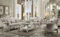 Versailles - 47" Sofa With 5 Pillows - Ivory Fabric & Bone White