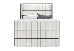 Isabella - 5 Piece Queen Bedroom Set (Queen Bed Group With LED, TV Lift, Bluetooth Speaker And Firpeplace Crystal) - Black / White