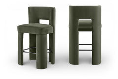 Zuno - Velvet Performance Fabric Upholstered Bar Stool (Set of 2)