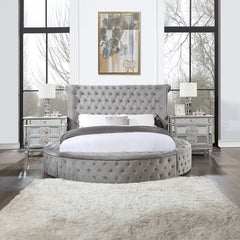Gaiva - Queen Bed With Storage - Gray Velvet
