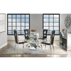 Noralie - 52" Round Dining Table - Mirrored & Faux Diamonds