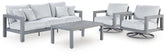 Hurley Park - 4 Pc. - Outdoor Sofa, 2 Lounge Chairs And Coffee Table - Gray