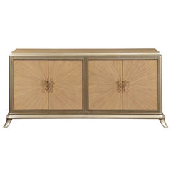 Dodie - Console Cabinet - Natural Oak Sunburst Pattern & Taupe Champaign