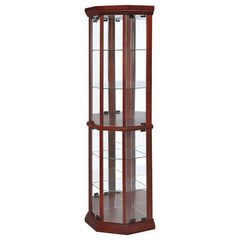 Appledale - 6-Shelf Corner Curio Display Cabinet - Medium Brown