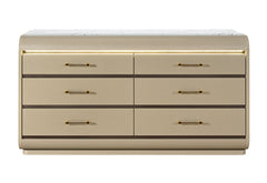 Genesis - 5 Piece King Bedroom Set (Bed, Dresser & Mirror, Nightstand, Chest) - Gold