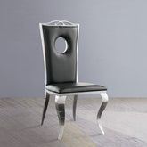 Cyrene - Side Chair (Set of 2) - Black Synthetic Leather & Stainless Steel