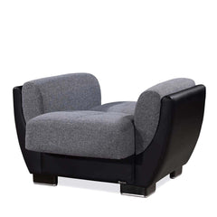 Ottomanson Armada Air - Upholstered Convertible Armchair With Storage - Gray/Black PU Polyester