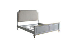 House Marchese - Queen Bed - Two Tone Beige Fabric & Pearl Gray