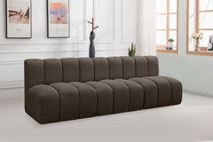 Arc - Boucle Fabric 3 Piece Modular Straight Sofa - Brown