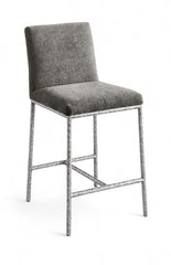 Reeves - Chenille Fabric Upholstered Counter Stool (Set of 2) - Silver Base