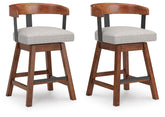 Ralene - Upholstered Swivel Barstool (Set of 2) - Medium Brown