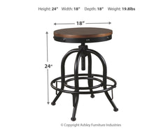 Valebeck - Swivel Barstool (Set of 2) - Brown / Black