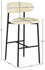 Lupita - Vegan Leather Upholstered Bar Stool (Set of 2) - Cream / Matte Black