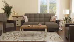 Ottomanson Armada - Upholstered Convertible Chaise Lounge With Storage - Brown PU Polyester