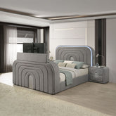 Shelyn - Bedroom Bed With LED, TV Stand, Fireplace & Bluetooth