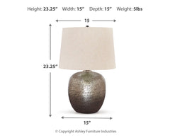 Magalie - Metal Table Lamp - Antique Silver Finish