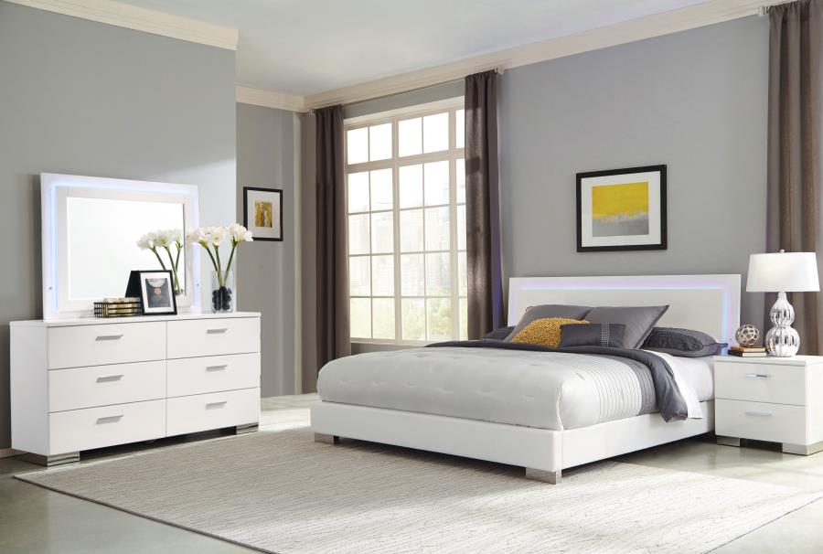 Felicity White Eastern King Bed 4 Pc Set - MyWaynesHome #