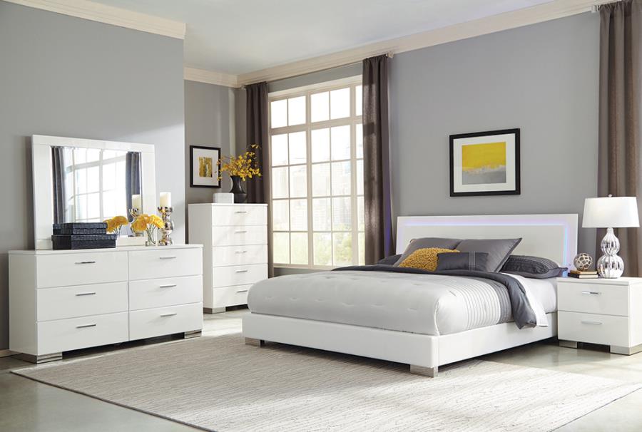 Felicity White Eastern King Bed 6 Pc Set - MyWaynesHome #