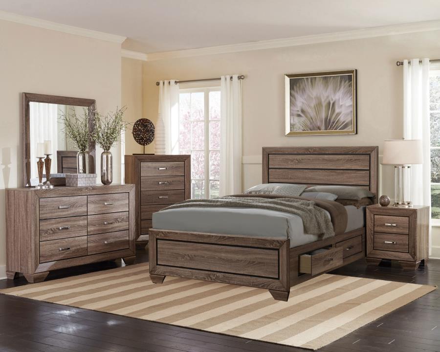 Kauffman Brown Eastern King Bed 5 Pc Set - MyWaynesHome #