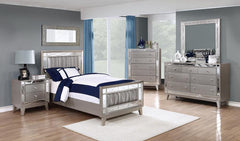 Leighton Silver Twin Bed 4 Pc Set - MyWaynesHome #