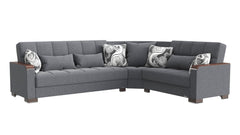 Ottomanson Armada X - Upholstered Convertible Wood Trimmed Sectional With Storage - Polyester