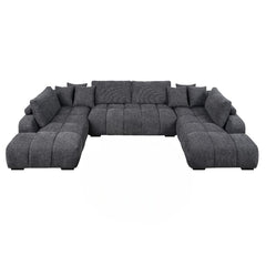 Chosen - Sectional Sofa With 6 Pillows - Gray Chenille