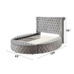 Gaiva - Queen Bed With Storage - Gray Velvet
