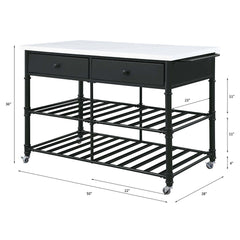 Emery - Kitchen Island - White Cultured Marble Top & Gray