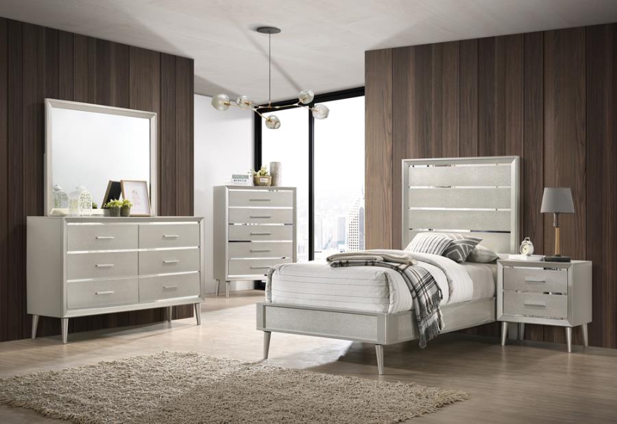 Ramon Silver Twin Bed 5 Pc Set - MyWaynesHome #