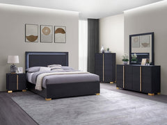 Marceline Black Queen Bed 5 Pc Set - MyWaynesHome #