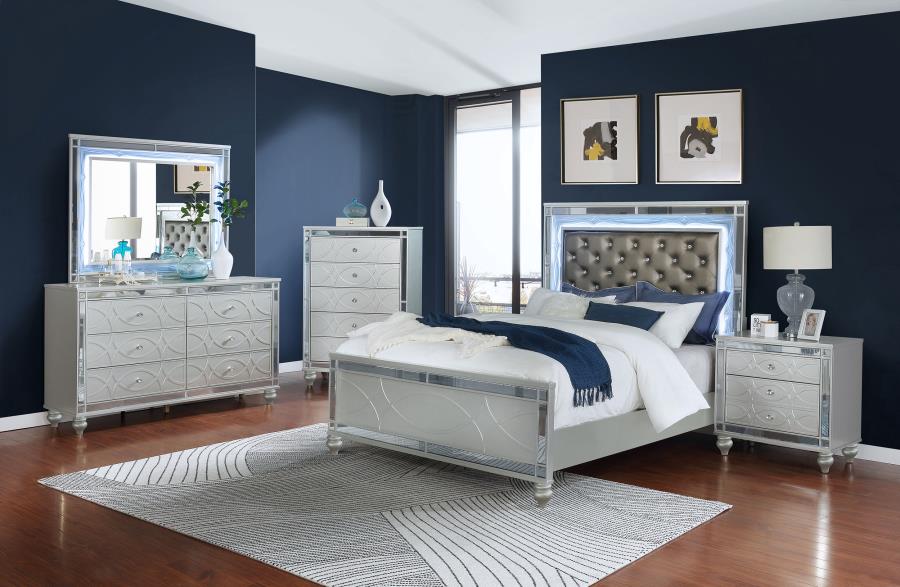 Gunnison Silver California King Bed 5 Pc Set - MyWaynesHome #