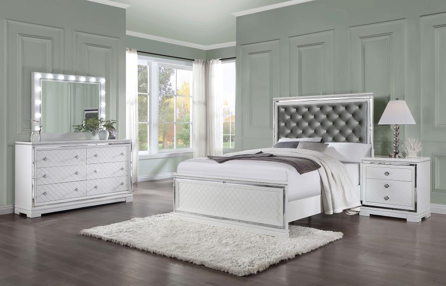 Eleanor White Eastern King Bed 4 Pc Set - MyWaynesHome #