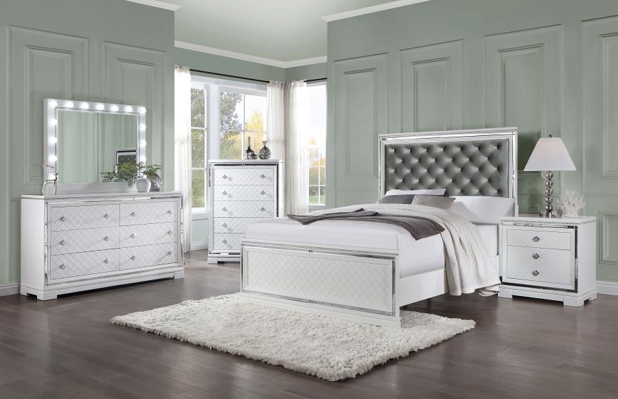 Eleanor White California King Bed 5 Pc Set - MyWaynesHome #