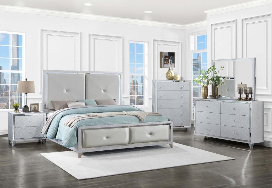 Larue Silver California King Bed 5 Pc Set - MyWaynesHome #