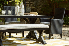Beachcroft - Rectangular Dining Table With Umbrella Option - Black / Light Gray