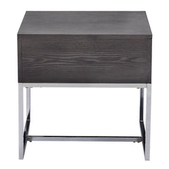 Iban - End Table - Gray Oak & Chrome