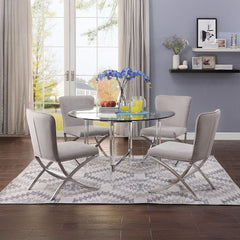 Daire - Side Chair (Set of 2) - Light Gray Velvet & Chrome